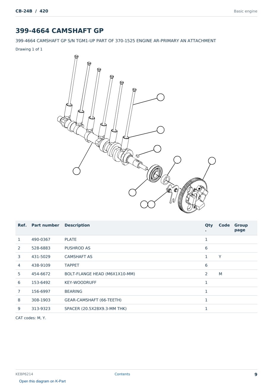 Caterpillar CB-24B S/N 420 Partsbook KEBP6214 (English) - sample page 9 of 10 Caterpillar CB-24B S/N 420 Partsbook KEBP6214 (English) - sample page 9 of 10