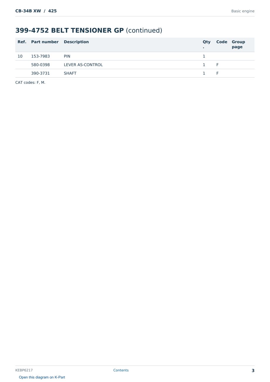 Caterpillar CB-34B XW S/N 425 Partsbook KEBP6217 (English) - sample page 3 of 10 Caterpillar CB-34B XW S/N 425 Partsbook KEBP6217 (English) - sample page 3 of 10