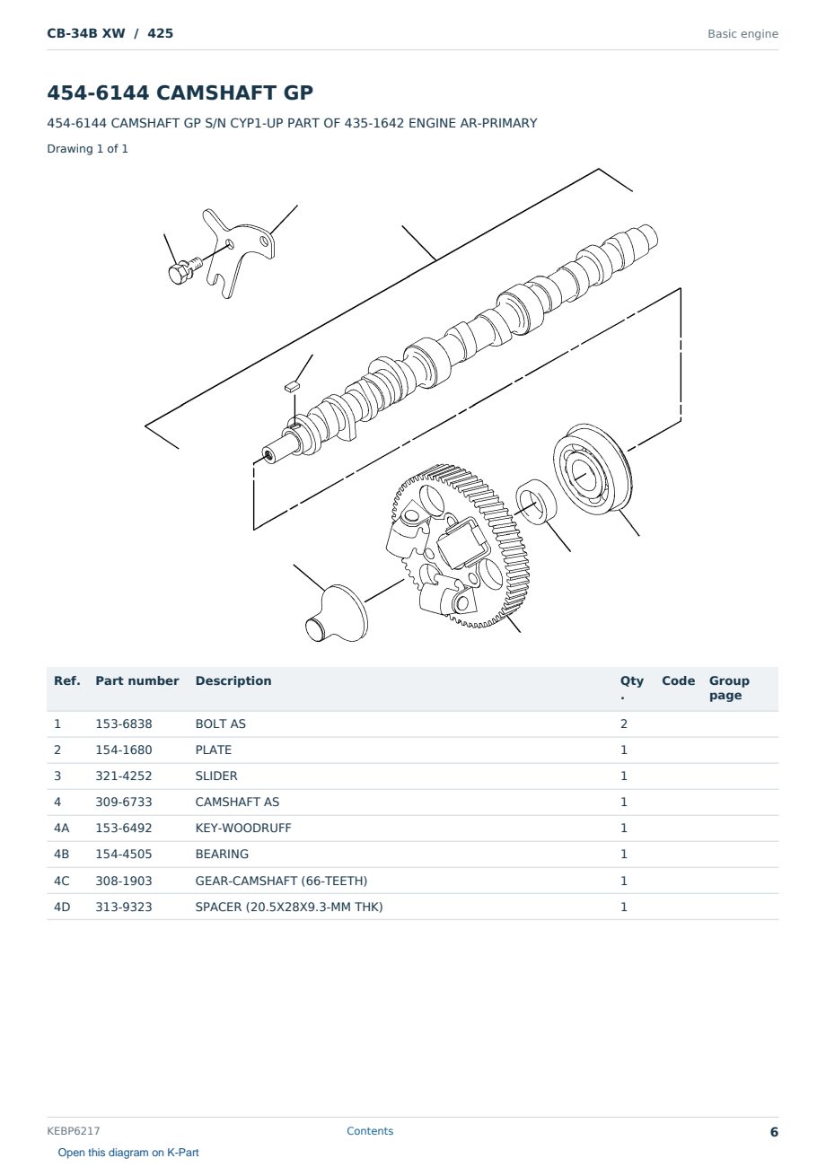 Caterpillar CB-34B XW S/N 425 Partsbook KEBP6217 (English) - sample page 6 of 10 Caterpillar CB-34B XW S/N 425 Partsbook KEBP6217 (English) - sample page 6 of 10