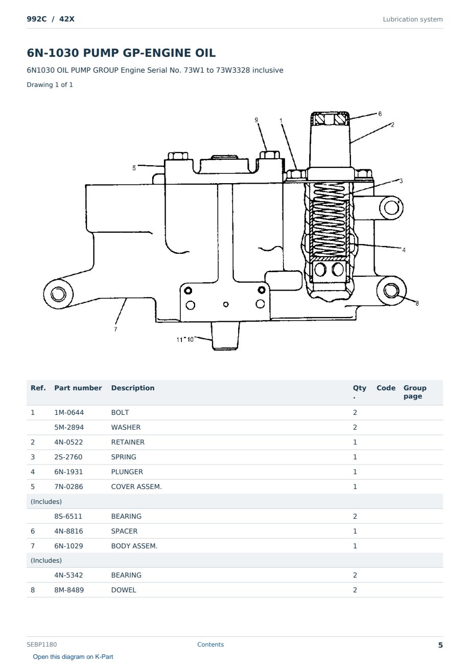 Caterpillar 992C S/N 42X Partsbook SEBP1180 (English) - sample page 5 of 10 Caterpillar 992C S/N 42X Partsbook SEBP1180 (English) - sample page 5 of 10