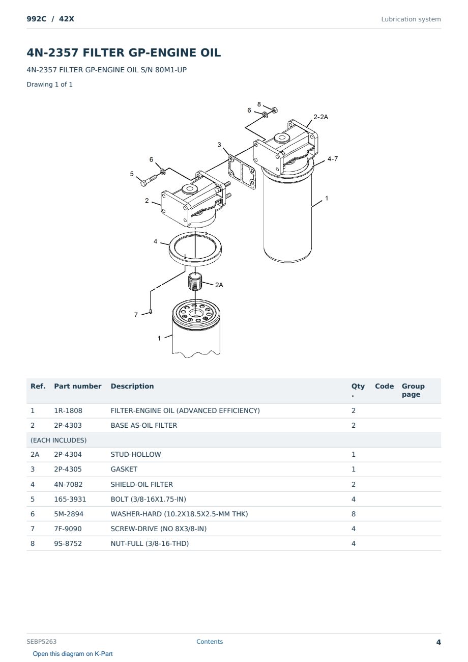 Caterpillar 992C S/N 42X Partsbook SEBP5263 (English) - sample page 4 of 10 Caterpillar 992C S/N 42X Partsbook SEBP5263 (English) - sample page 4 of 10