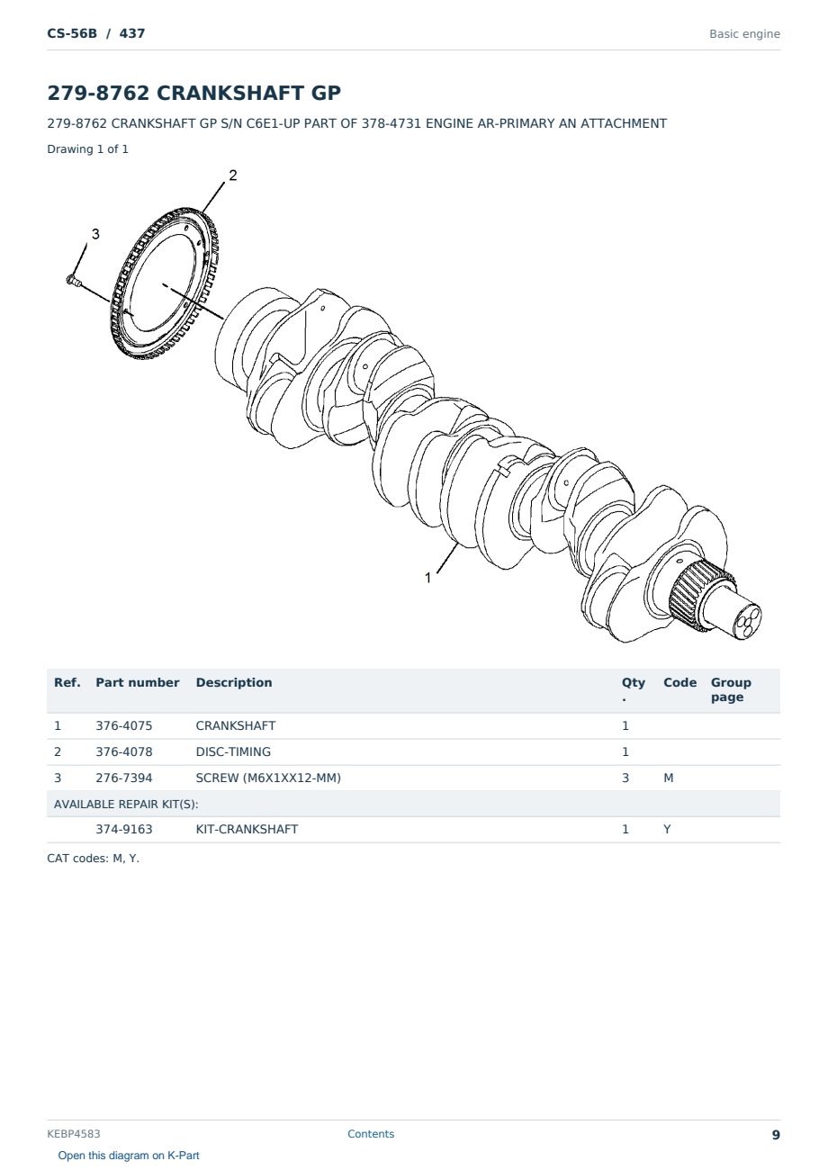 Caterpillar CS-56B S/N 437 Partsbook KEBP4583 (English) - sample page 9 of 10 Caterpillar CS-56B S/N 437 Partsbook KEBP4583 (English) - sample page 9 of 10