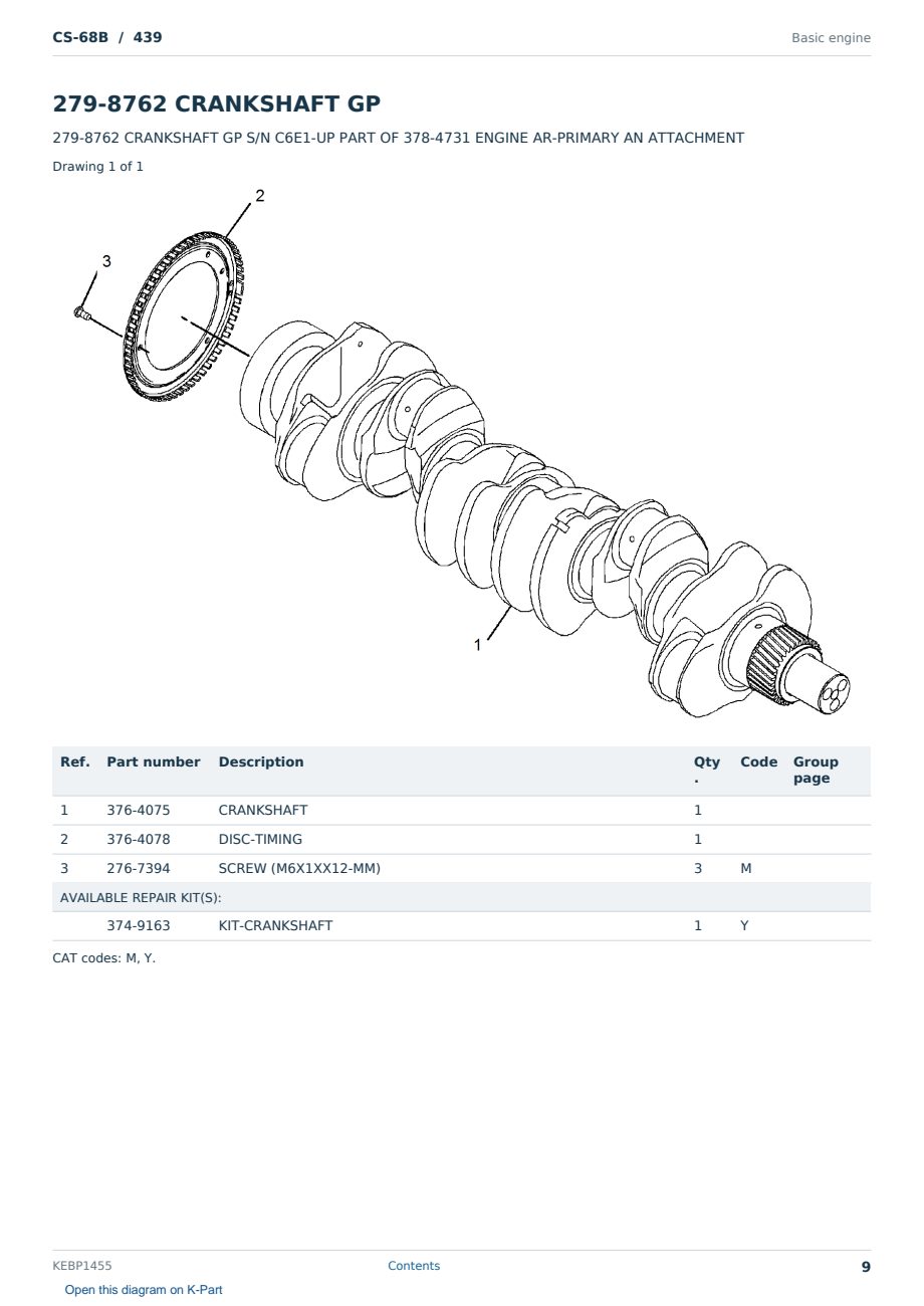 Caterpillar CS-68B S/N 439 Partsbook KEBP1455 (English) - sample page 9 of 10 Caterpillar CS-68B S/N 439 Partsbook KEBP1455 (English) - sample page 9 of 10