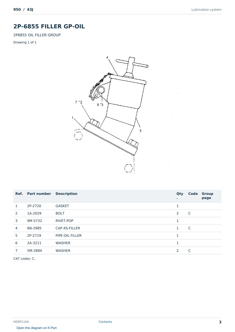 Caterpillar 950 S/N 43J Partsbook HEBP1104 (English) - sample page 3 of 10 Caterpillar 950 S/N 43J Partsbook HEBP1104 (English) - sample page 3 of 10