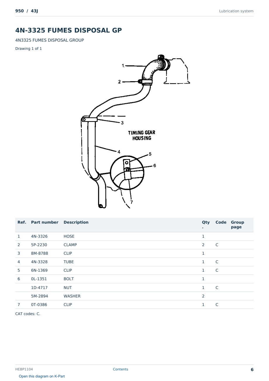 Caterpillar 950 S/N 43J Partsbook HEBP1104 (English) - sample page 6 of 10 Caterpillar 950 S/N 43J Partsbook HEBP1104 (English) - sample page 6 of 10