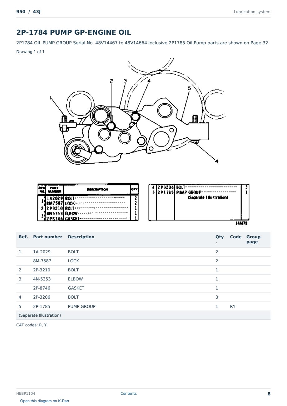 Caterpillar 950 S/N 43J Partsbook HEBP1104 (English) - sample page 8 of 10 Caterpillar 950 S/N 43J Partsbook HEBP1104 (English) - sample page 8 of 10