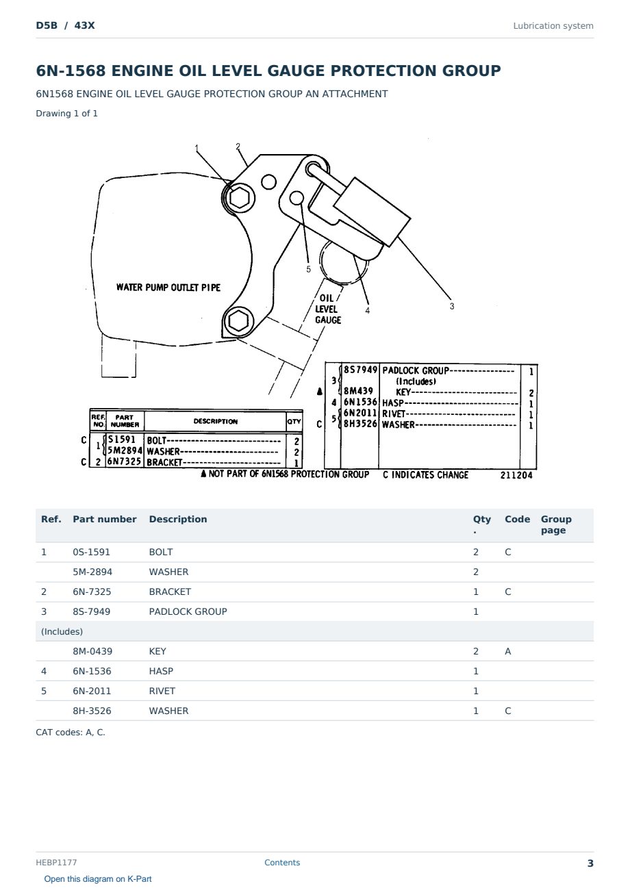 Caterpillar D5B S/N 43X Partsbook HEBP1177 (English) - sample page 3 of 10 Caterpillar D5B S/N 43X Partsbook HEBP1177 (English) - sample page 3 of 10