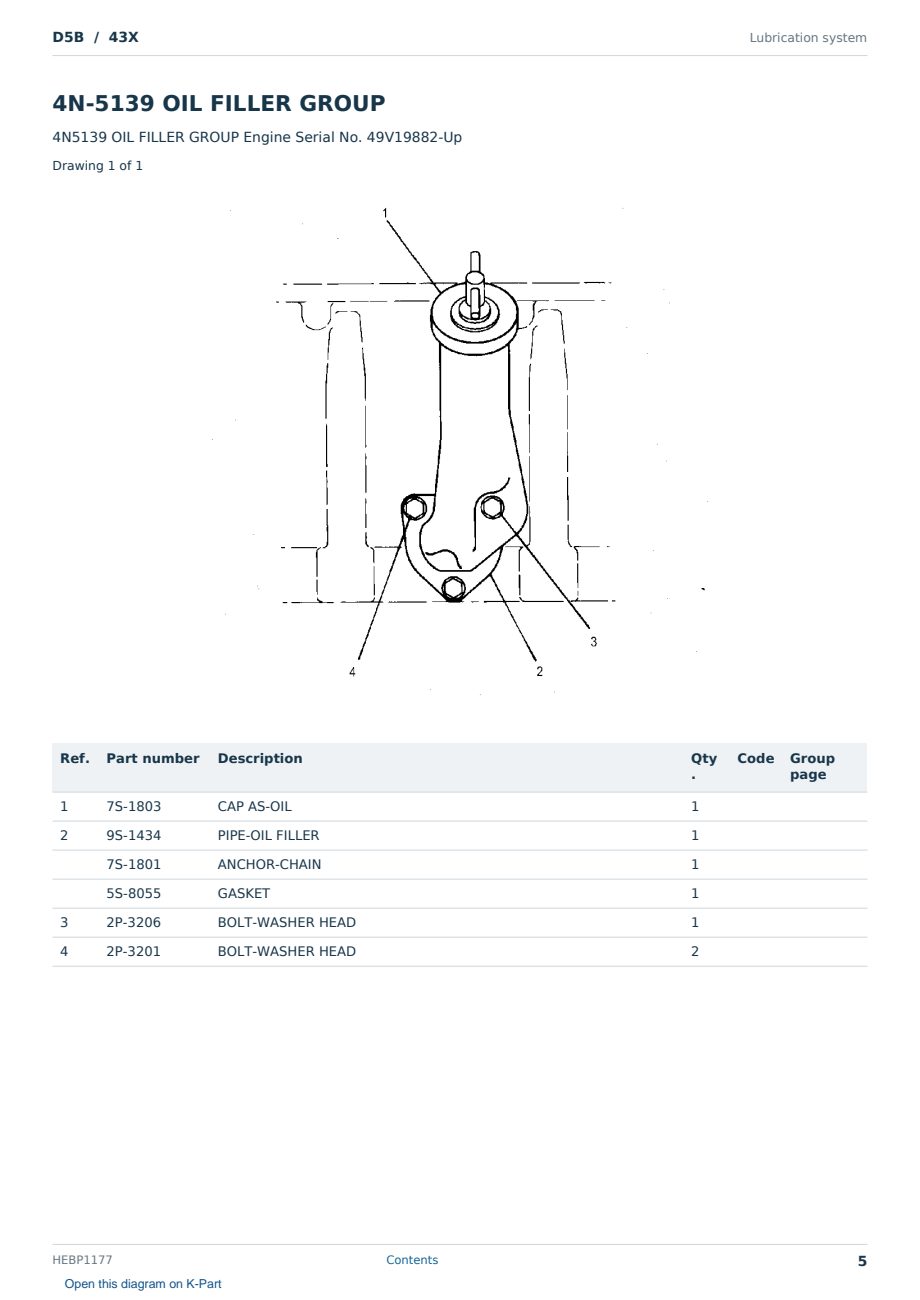 Caterpillar D5B S/N 43X Partsbook HEBP1177 (English) - sample page 5 of 10 Caterpillar D5B S/N 43X Partsbook HEBP1177 (English) - sample page 5 of 10