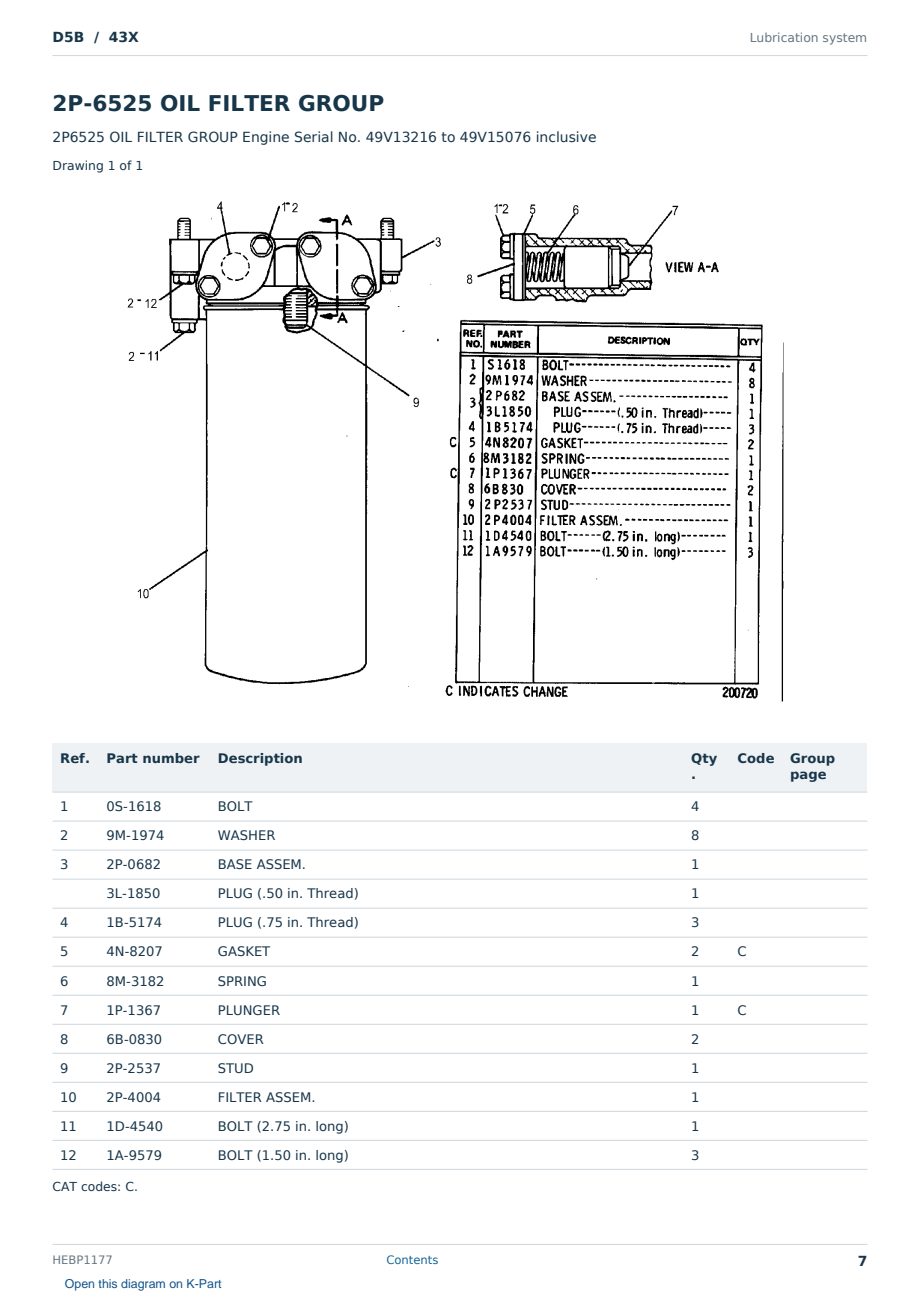 Caterpillar D5B S/N 43X Partsbook HEBP1177 (English) - sample page 7 of 10 Caterpillar D5B S/N 43X Partsbook HEBP1177 (English) - sample page 7 of 10
