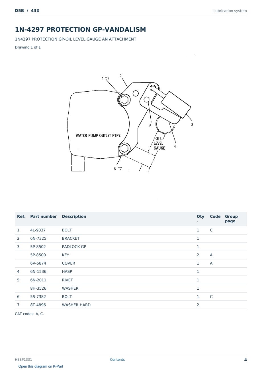 Caterpillar D5B S/N 43X Partsbook HEBP1331 (English) - sample page 4 of 10 Caterpillar D5B S/N 43X Partsbook HEBP1331 (English) - sample page 4 of 10