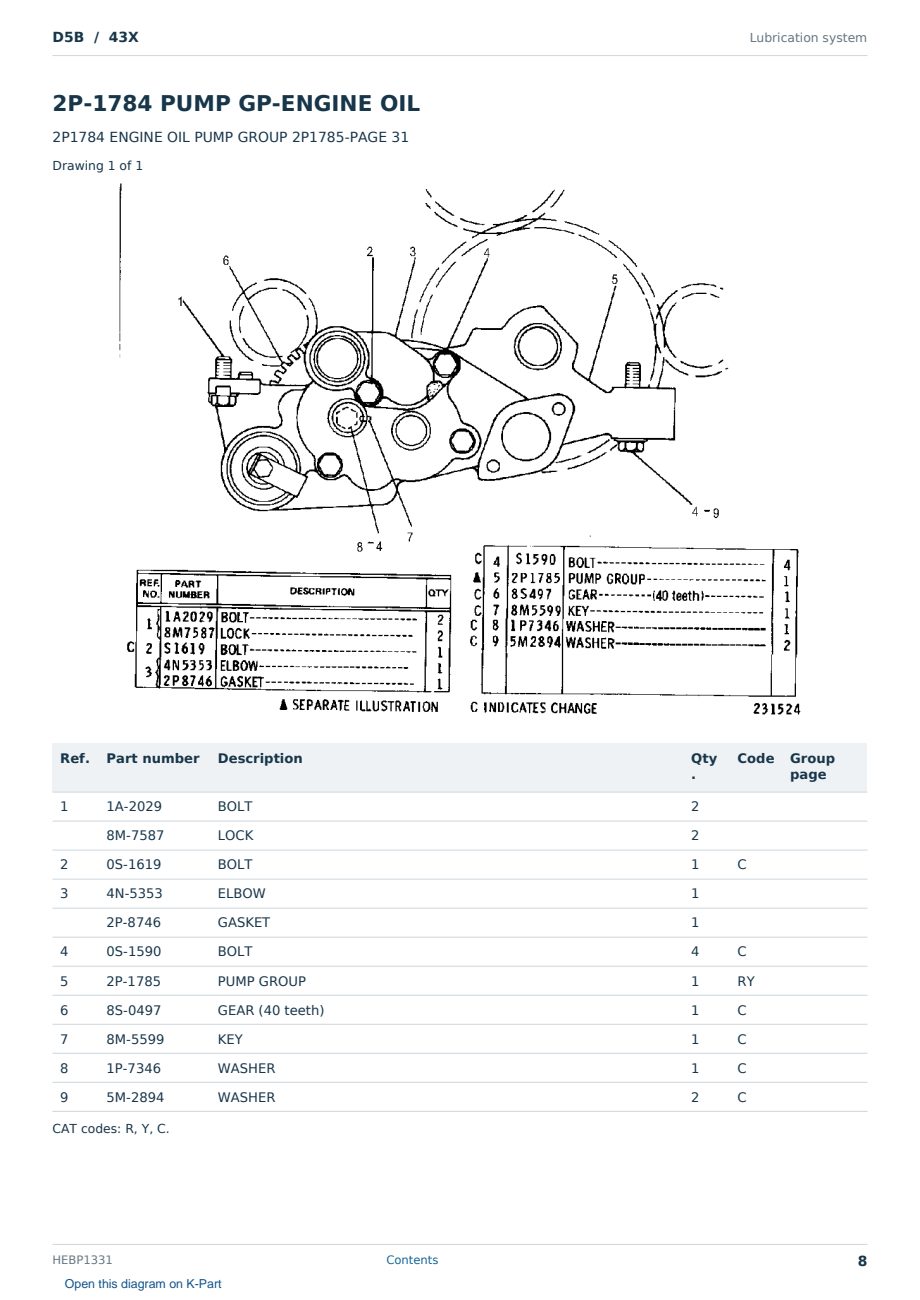 Caterpillar D5B S/N 43X Partsbook HEBP1331 (English) - sample page 8 of 10 Caterpillar D5B S/N 43X Partsbook HEBP1331 (English) - sample page 8 of 10