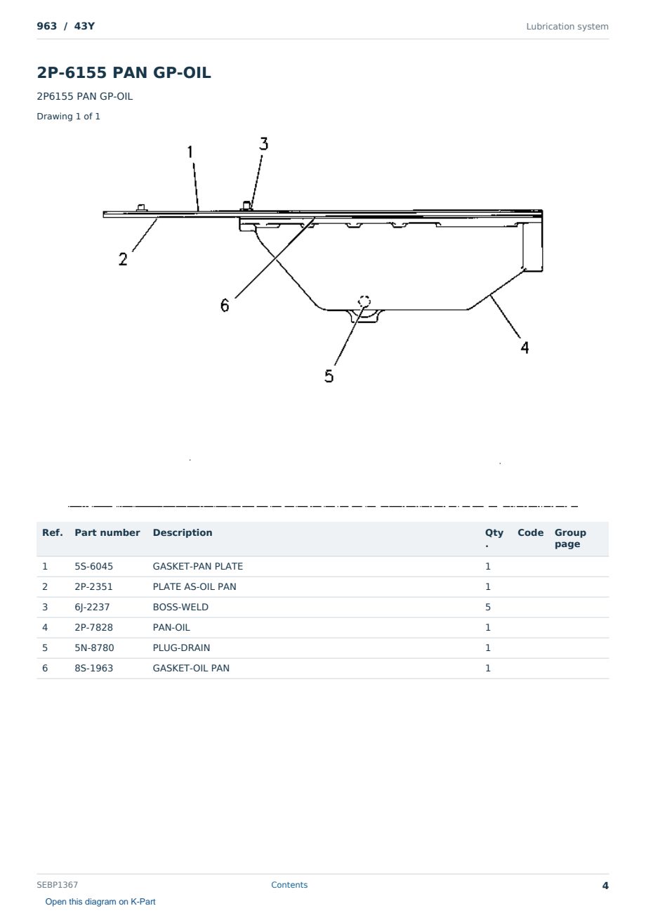 Caterpillar 963 S/N 43Y Partsbook SEBP1367 (English) - sample page 4 of 10 Caterpillar 963 S/N 43Y Partsbook SEBP1367 (English) - sample page 4 of 10