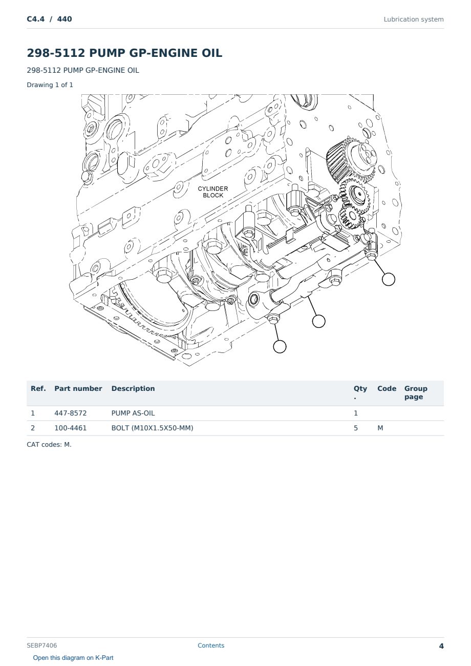 Caterpillar C4.4 S/N 440 Partsbook SEBP7406 (English) - sample page 4 of 10 Caterpillar C4.4 S/N 440 Partsbook SEBP7406 (English) - sample page 4 of 10