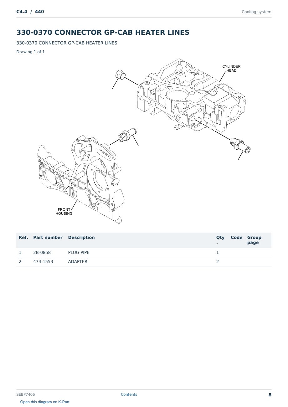 Caterpillar C4.4 S/N 440 Partsbook SEBP7406 (English) - sample page 8 of 10 Caterpillar C4.4 S/N 440 Partsbook SEBP7406 (English) - sample page 8 of 10