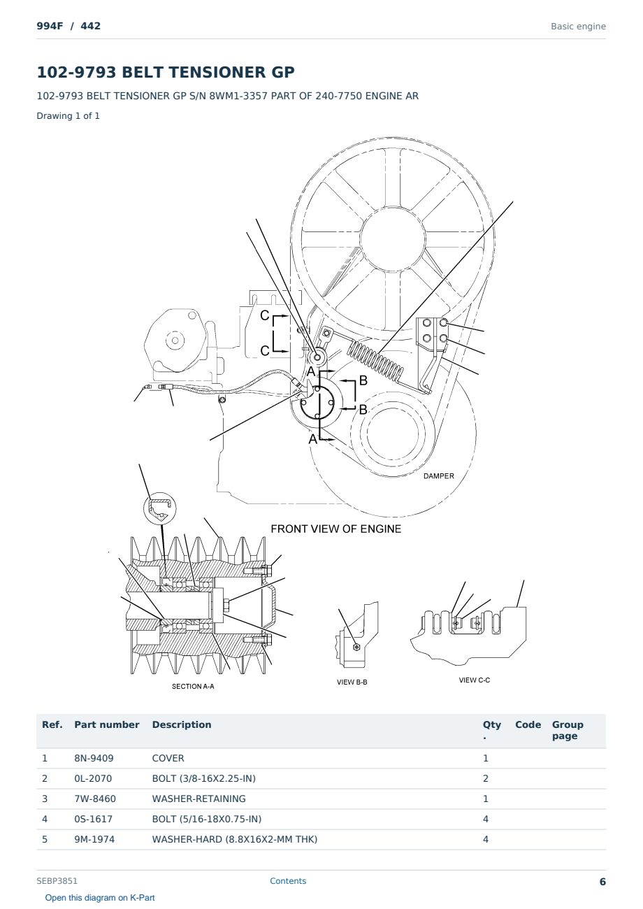 Caterpillar 994F S/N 442 Partsbook SEBP3851 (English) - sample page 6 of 10 Caterpillar 994F S/N 442 Partsbook SEBP3851 (English) - sample page 6 of 10