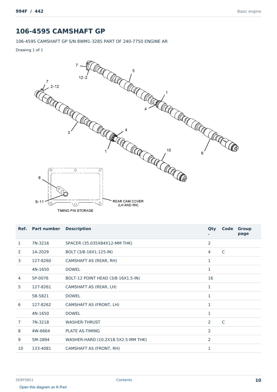 Caterpillar 994F S/N 442 Partsbook SEBP3851 (English) - sample page 10 of 10 Caterpillar 994F S/N 442 Partsbook SEBP3851 (English) - sample page 10 of 10