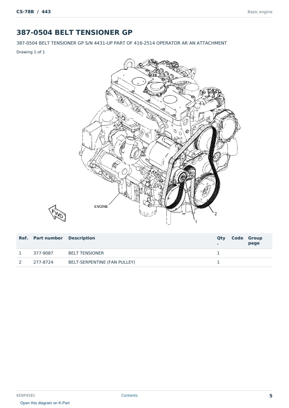 Caterpillar CS-78B S/N 443 Partsbook KEBP4581 (English) - sample page 5 of 10 Caterpillar CS-78B S/N 443 Partsbook KEBP4581 (English) - sample page 5 of 10