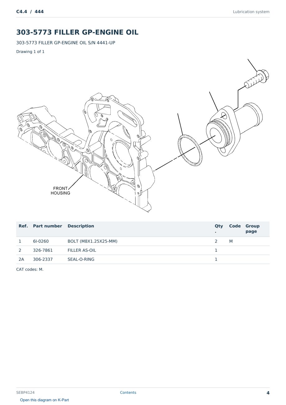 Caterpillar C4.4 S/N 444 Partsbook SEBP4124 (English) - sample page 4 of 10 Caterpillar C4.4 S/N 444 Partsbook SEBP4124 (English) - sample page 4 of 10
