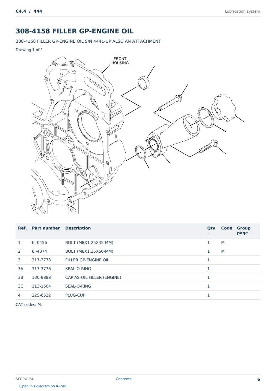Caterpillar C4.4 S/N 444 Partsbook SEBP4124 (English) - sample page 6 of 10 Caterpillar C4.4 S/N 444 Partsbook SEBP4124 (English) - sample page 6 of 10