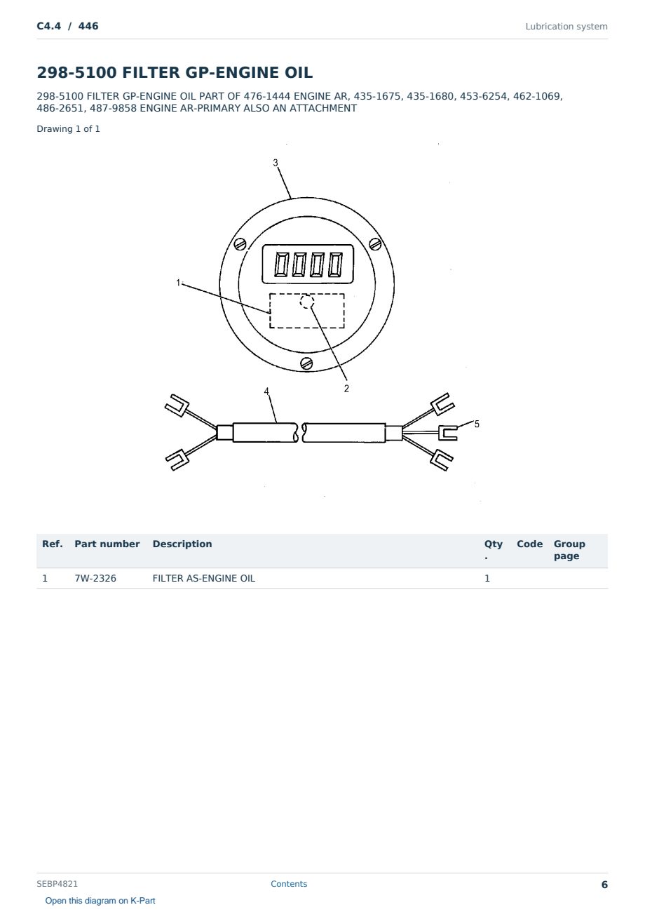 Caterpillar C4.4 S/N 446 Partsbook SEBP4821 (English) - sample page 6 of 10 Caterpillar C4.4 S/N 446 Partsbook SEBP4821 (English) - sample page 6 of 10