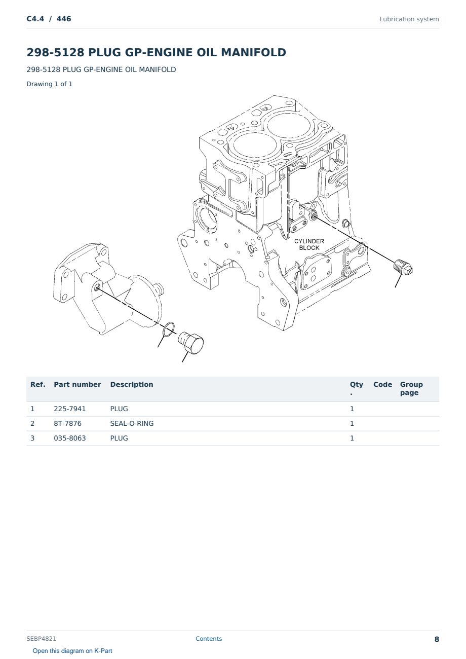 Caterpillar C4.4 S/N 446 Partsbook SEBP4821 (English) - sample page 8 of 10 Caterpillar C4.4 S/N 446 Partsbook SEBP4821 (English) - sample page 8 of 10