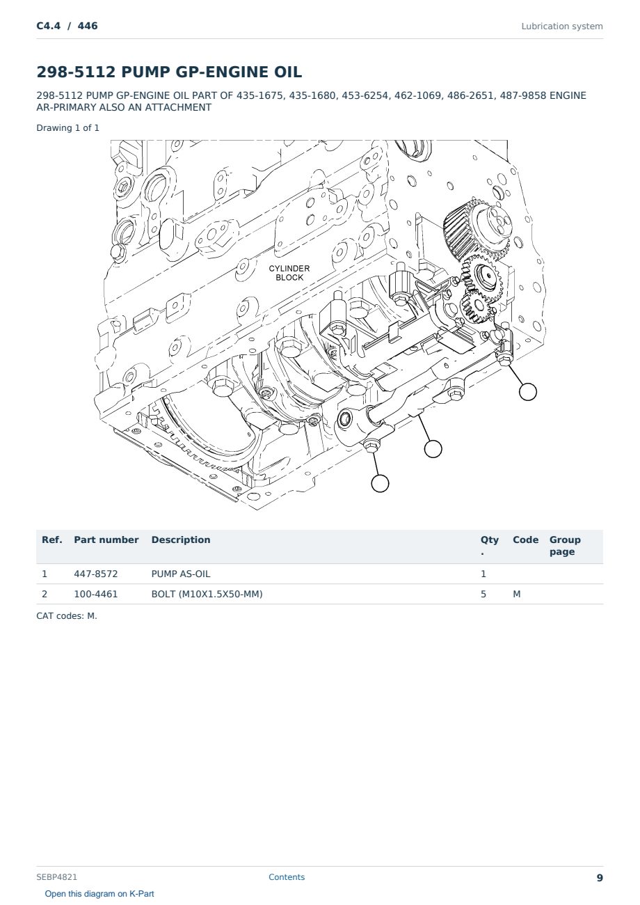 Caterpillar C4.4 S/N 446 Partsbook SEBP4821 (English) - sample page 9 of 10 Caterpillar C4.4 S/N 446 Partsbook SEBP4821 (English) - sample page 9 of 10