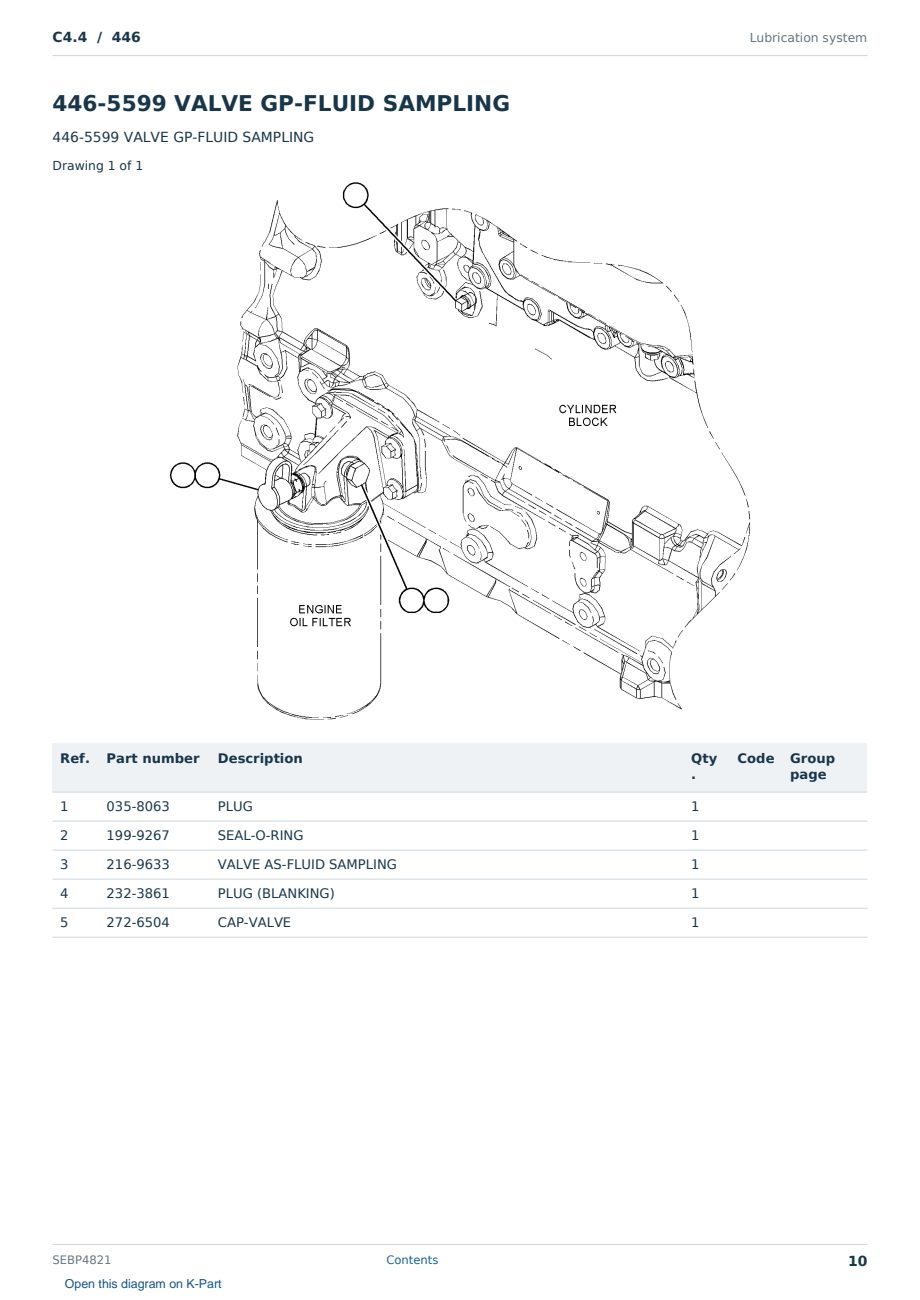 Caterpillar C4.4 S/N 446 Partsbook SEBP4821 (English) - sample page 10 of 10 Caterpillar C4.4 S/N 446 Partsbook SEBP4821 (English) - sample page 10 of 10