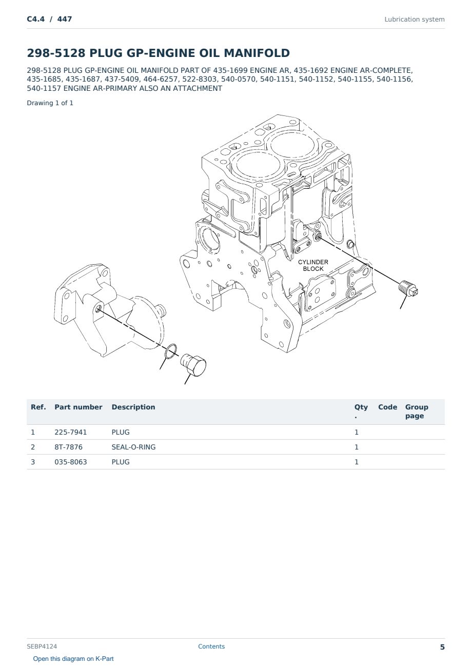 Caterpillar C4.4 S/N 447 Partsbook SEBP4124 (English) - sample page 5 of 10 Caterpillar C4.4 S/N 447 Partsbook SEBP4124 (English) - sample page 5 of 10