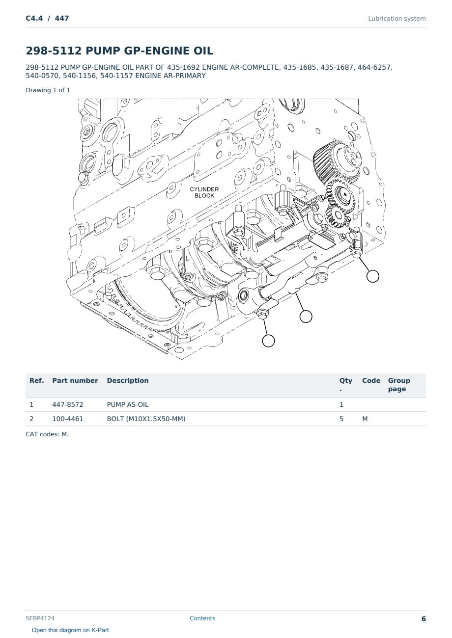 Caterpillar C4.4 S/N 447 Partsbook SEBP4124 (English) - sample page 6 of 10 Caterpillar C4.4 S/N 447 Partsbook SEBP4124 (English) - sample page 6 of 10