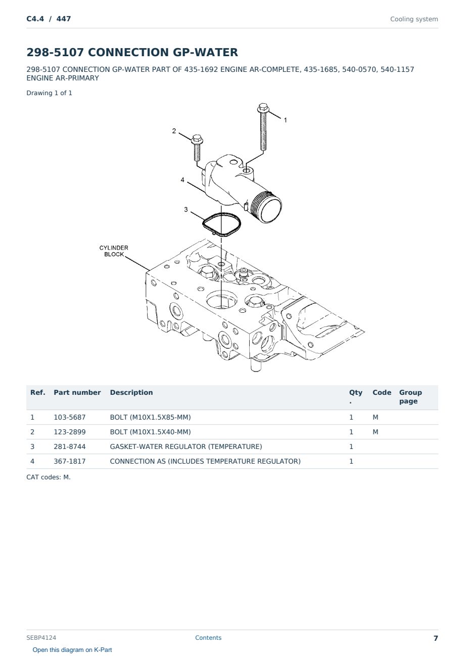 Caterpillar C4.4 S/N 447 Partsbook SEBP4124 (English) - sample page 7 of 10 Caterpillar C4.4 S/N 447 Partsbook SEBP4124 (English) - sample page 7 of 10