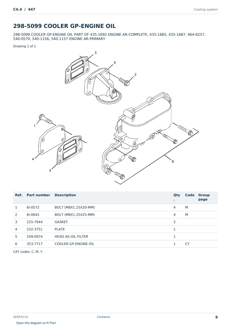 Caterpillar C4.4 S/N 447 Partsbook SEBP4124 (English) - sample page 9 of 10 Caterpillar C4.4 S/N 447 Partsbook SEBP4124 (English) - sample page 9 of 10