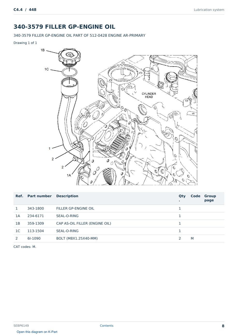 Caterpillar C4.4 S/N 448 Partsbook SEBP6149 (English) - sample page 8 of 10 Caterpillar C4.4 S/N 448 Partsbook SEBP6149 (English) - sample page 8 of 10
