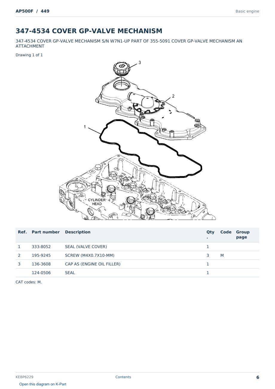 Caterpillar AP500F S/N 449 Partsbook KEBP6229 (English) - sample page 6 of 10 Caterpillar AP500F S/N 449 Partsbook KEBP6229 (English) - sample page 6 of 10