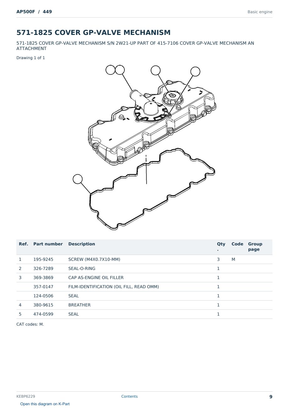 Caterpillar AP500F S/N 449 Partsbook KEBP6229 (English) - sample page 9 of 10 Caterpillar AP500F S/N 449 Partsbook KEBP6229 (English) - sample page 9 of 10