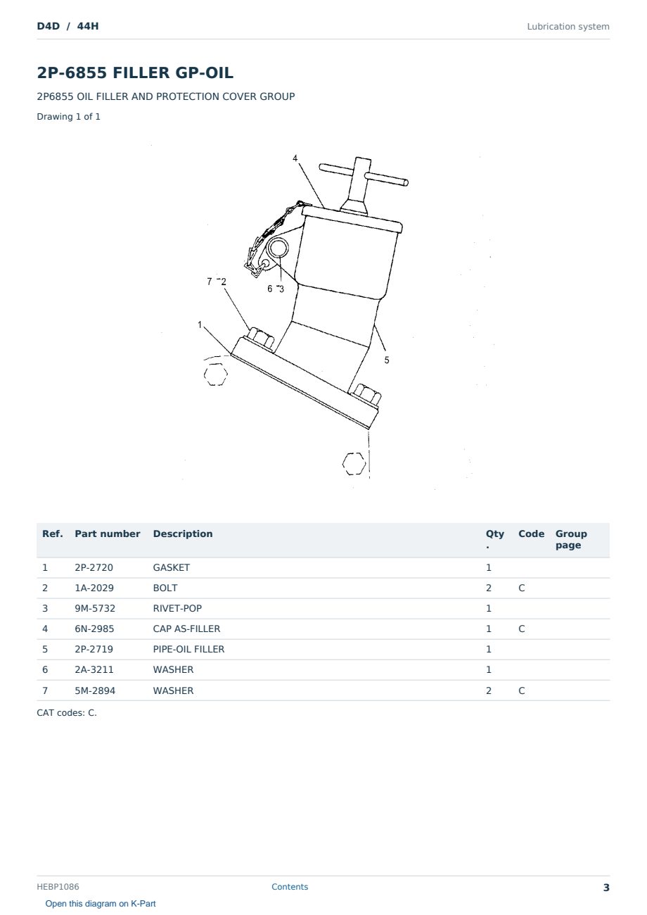 Caterpillar D4D S/N 44H Partsbook HEBP1086 (English) - sample page 3 of 10 Caterpillar D4D S/N 44H Partsbook HEBP1086 (English) - sample page 3 of 10