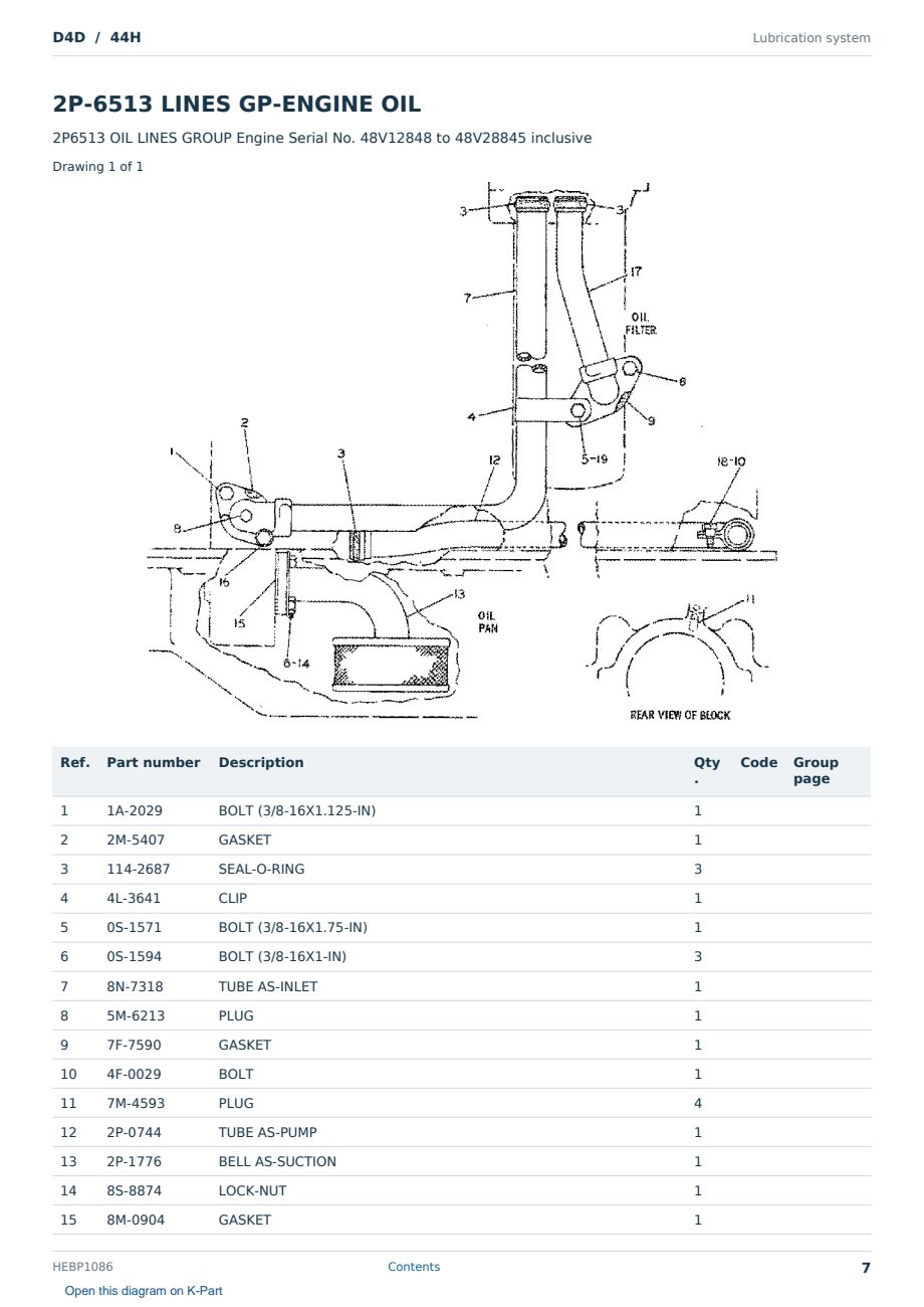 Caterpillar D4D S/N 44H Partsbook HEBP1086 (English) - sample page 7 of 10 Caterpillar D4D S/N 44H Partsbook HEBP1086 (English) - sample page 7 of 10