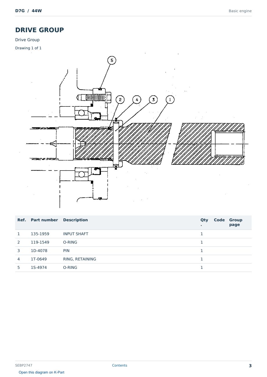 Caterpillar D7G S/N 44W Partsbook SEBP2747 (English) - sample page 3 of 10 Caterpillar D7G S/N 44W Partsbook SEBP2747 (English) - sample page 3 of 10