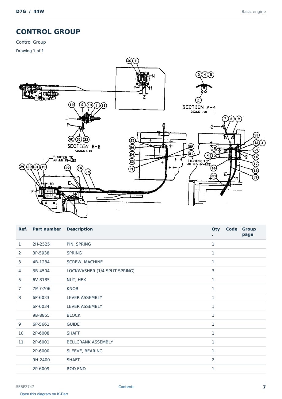 Caterpillar D7G S/N 44W Partsbook SEBP2747 (English) - sample page 7 of 10 Caterpillar D7G S/N 44W Partsbook SEBP2747 (English) - sample page 7 of 10
