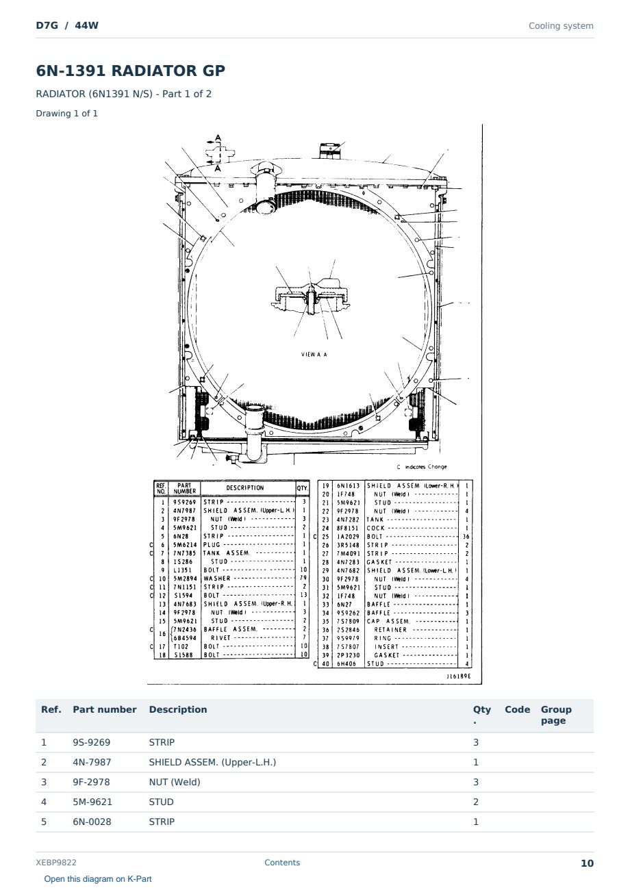 Caterpillar D7G S/N 44W Partsbook XEBP9822 (English) - sample page 10 of 10 Caterpillar D7G S/N 44W Partsbook XEBP9822 (English) - sample page 10 of 10