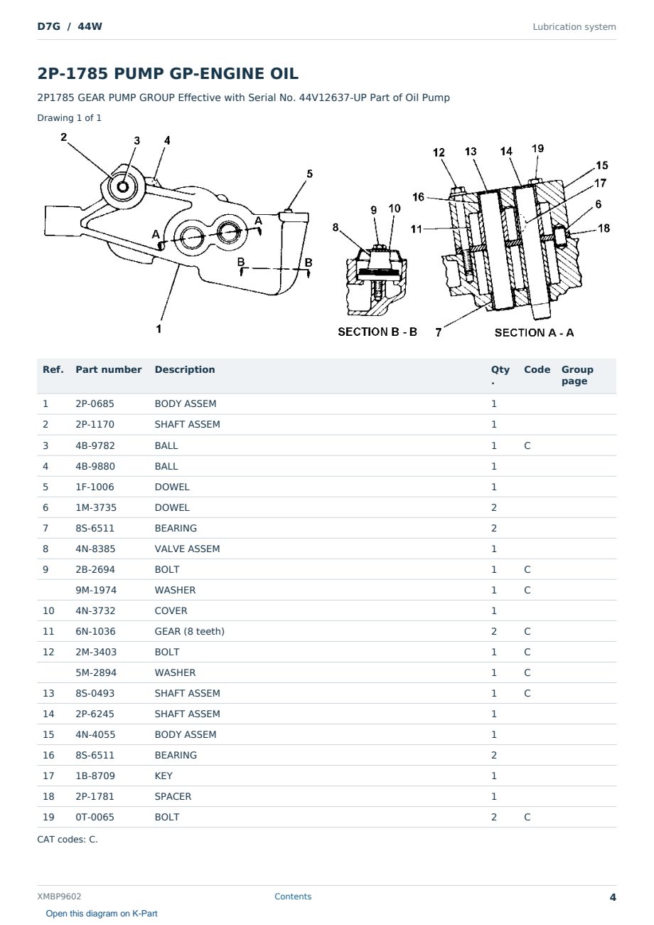 Caterpillar D7G S/N 44W Partsbook XMBP9602 (English) - sample page 4 of 10 Caterpillar D7G S/N 44W Partsbook XMBP9602 (English) - sample page 4 of 10