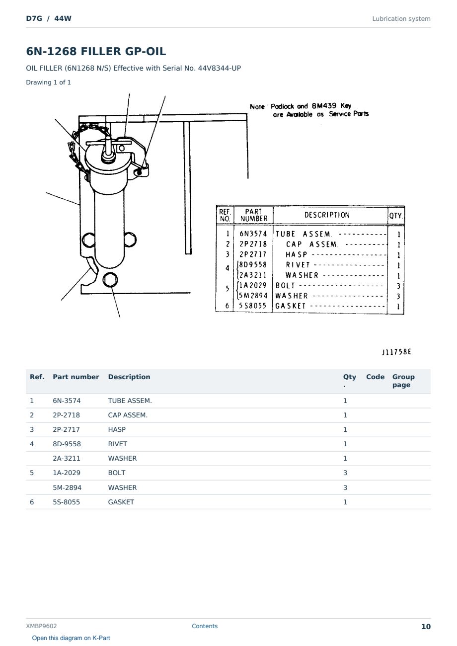 Caterpillar D7G S/N 44W Partsbook XMBP9602 (English) - sample page 10 of 10 Caterpillar D7G S/N 44W Partsbook XMBP9602 (English) - sample page 10 of 10