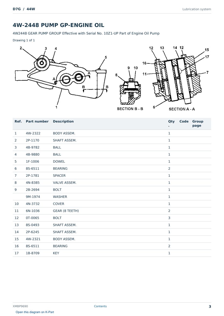 Caterpillar D7G S/N 44W Partsbook XMBP9690 (English) - sample page 3 of 10 Caterpillar D7G S/N 44W Partsbook XMBP9690 (English) - sample page 3 of 10
