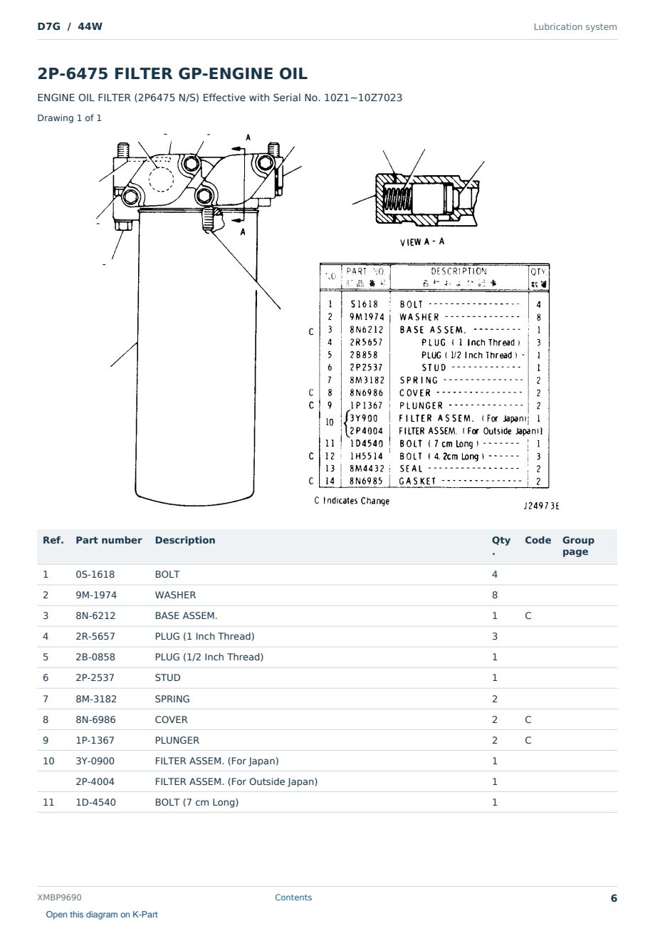 Caterpillar D7G S/N 44W Partsbook XMBP9690 (English) - sample page 6 of 10 Caterpillar D7G S/N 44W Partsbook XMBP9690 (English) - sample page 6 of 10