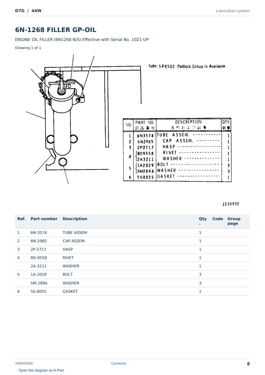 Caterpillar D7G S/N 44W Partsbook XMBP9690 (English) - sample page 8 of 10 Caterpillar D7G S/N 44W Partsbook XMBP9690 (English) - sample page 8 of 10