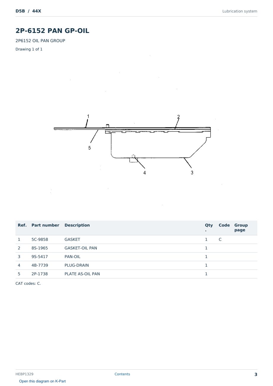 Caterpillar D5B S/N 44X Partsbook HEBP1329 (English) - sample page 3 of 10 Caterpillar D5B S/N 44X Partsbook HEBP1329 (English) - sample page 3 of 10