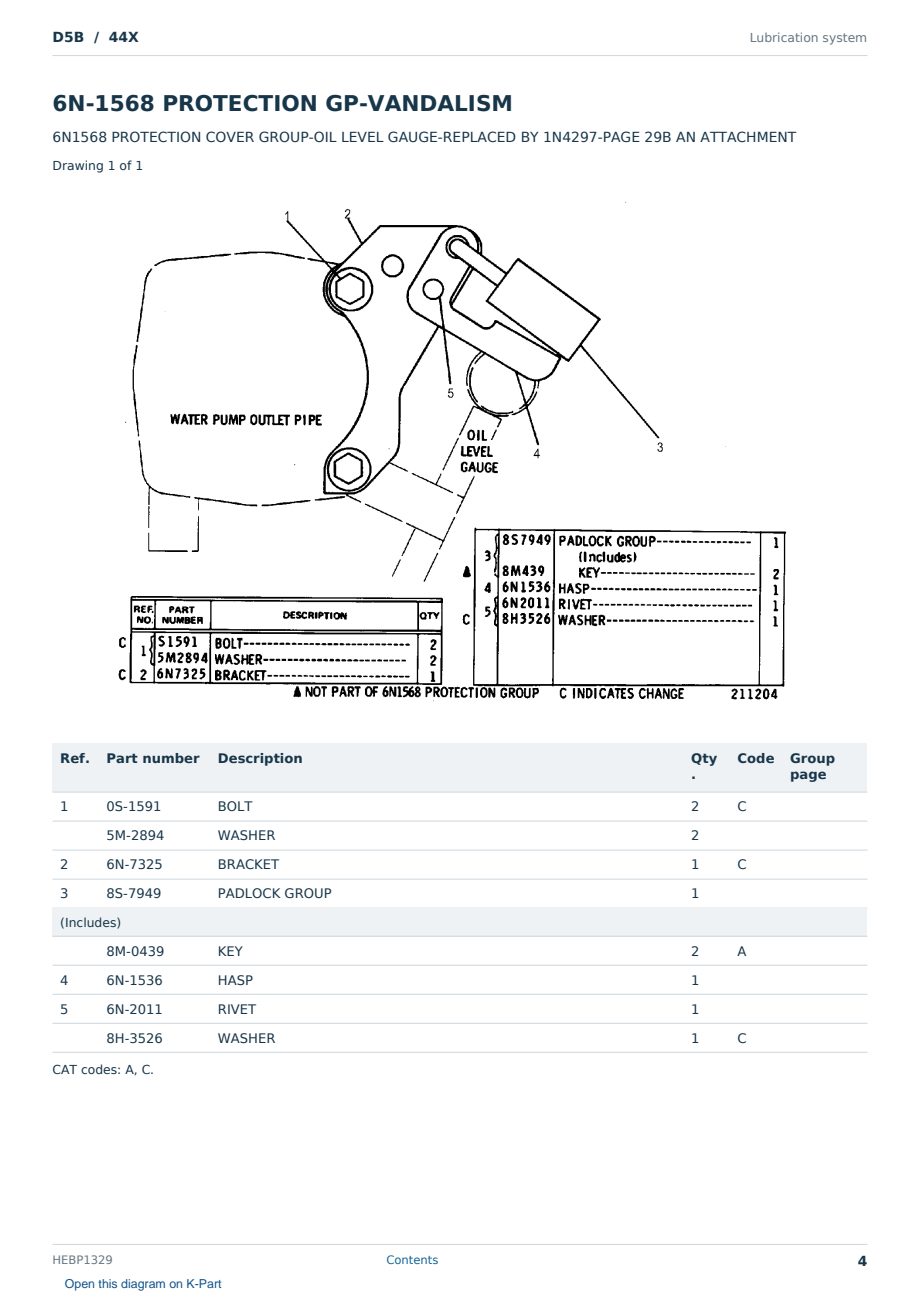 Caterpillar D5B S/N 44X Partsbook HEBP1329 (English) - sample page 4 of 10 Caterpillar D5B S/N 44X Partsbook HEBP1329 (English) - sample page 4 of 10