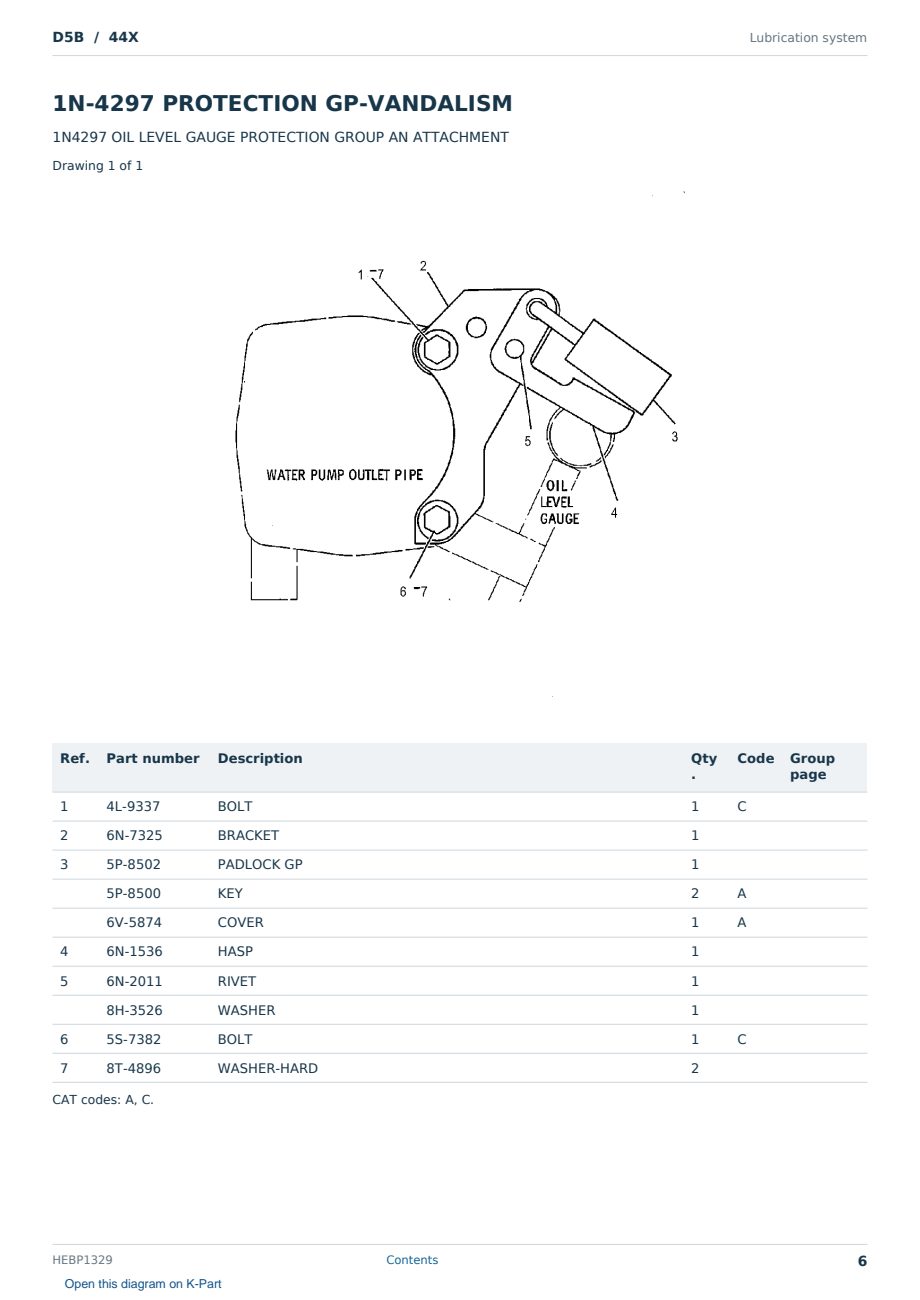 Caterpillar D5B S/N 44X Partsbook HEBP1329 (English) - sample page 6 of 10 Caterpillar D5B S/N 44X Partsbook HEBP1329 (English) - sample page 6 of 10