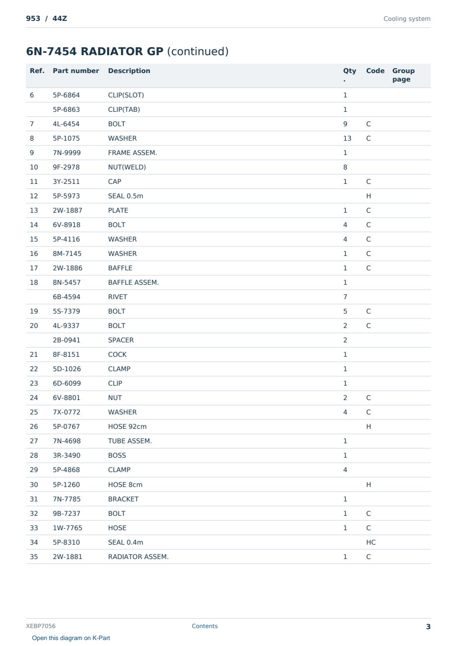 Caterpillar 953 S/N 44Z Partsbook XEBP7056 (English) - sample page 3 of 10 Caterpillar 953 S/N 44Z Partsbook XEBP7056 (English) - sample page 3 of 10