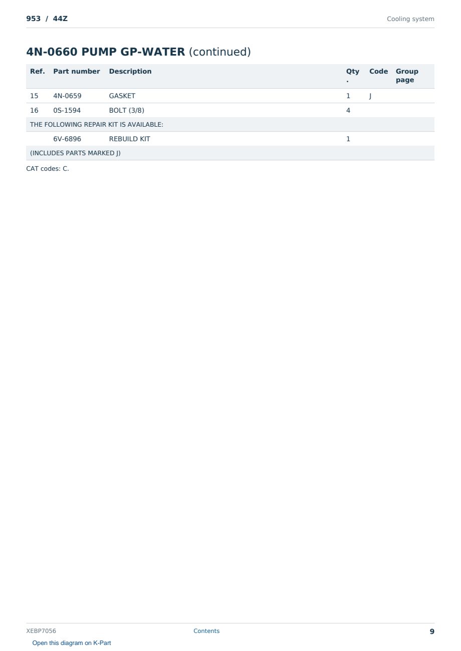 Caterpillar 953 S/N 44Z Partsbook XEBP7056 (English) - sample page 9 of 10 Caterpillar 953 S/N 44Z Partsbook XEBP7056 (English) - sample page 9 of 10