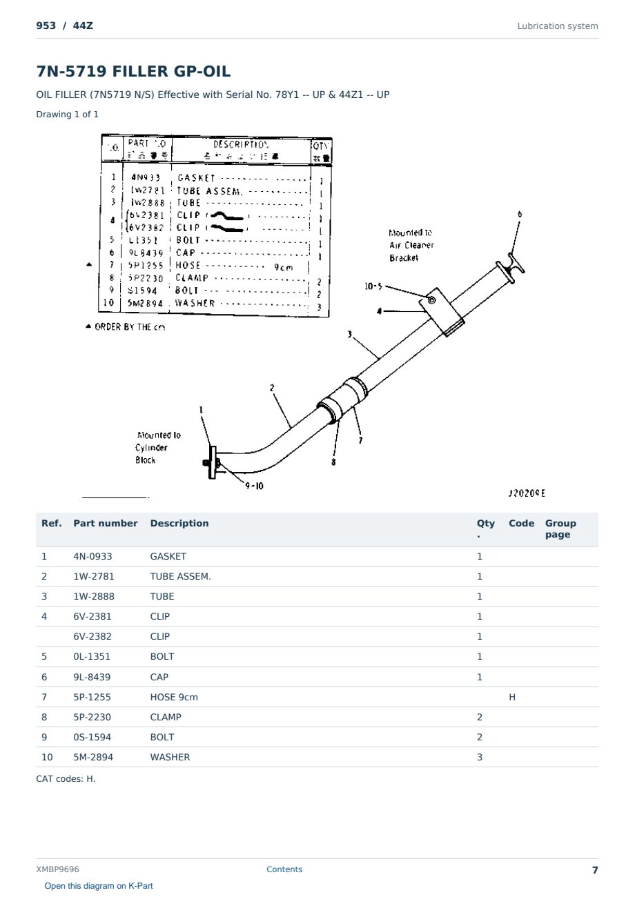 Caterpillar 953 S/N 44Z Partsbook XMBP9696 (English) - sample page 7 of 10 Caterpillar 953 S/N 44Z Partsbook XMBP9696 (English) - sample page 7 of 10